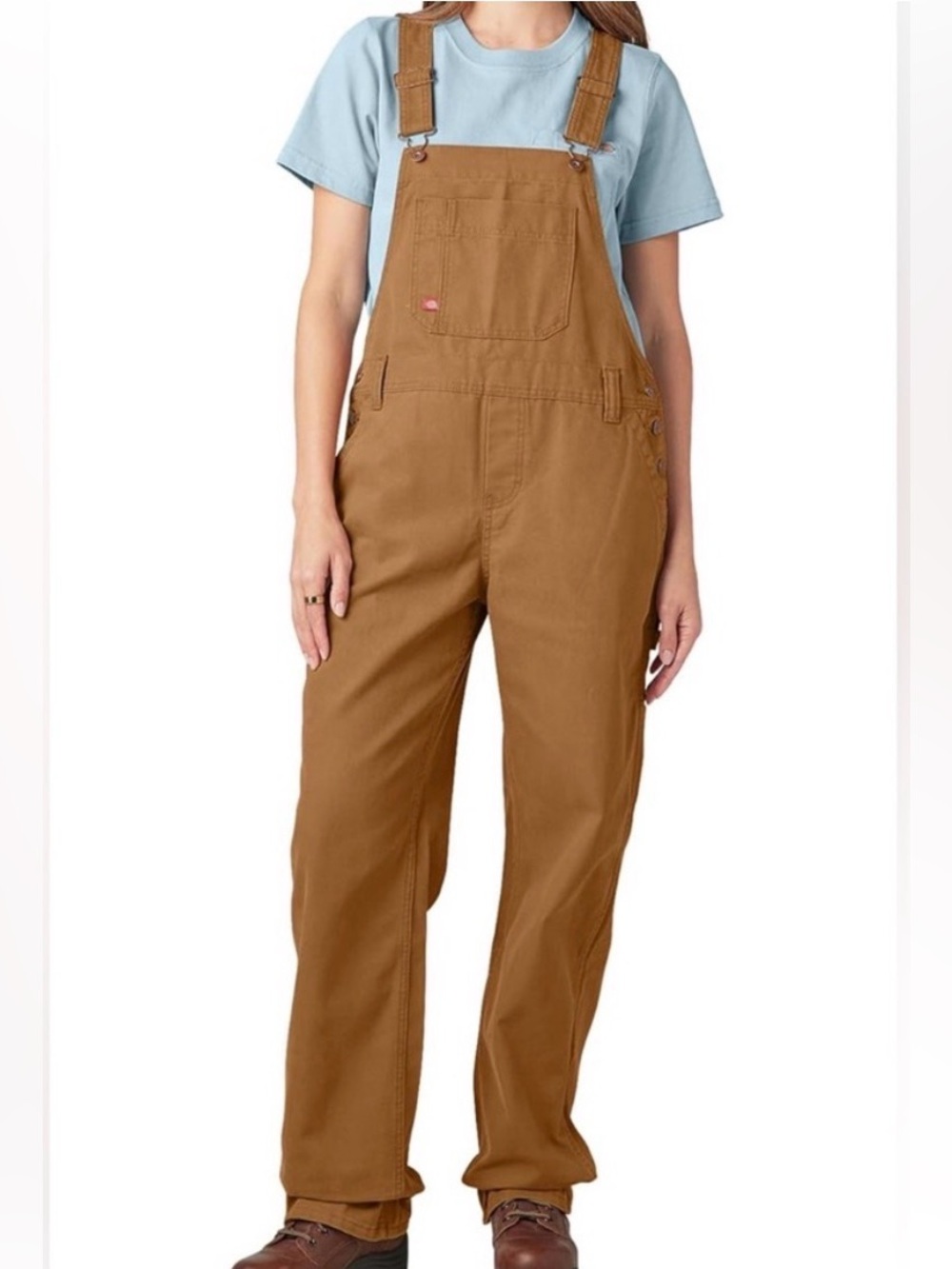 Dickies Bib Overalls Women’s Large Relaxed Fit Straight Leg Duck Brown NWT Retro